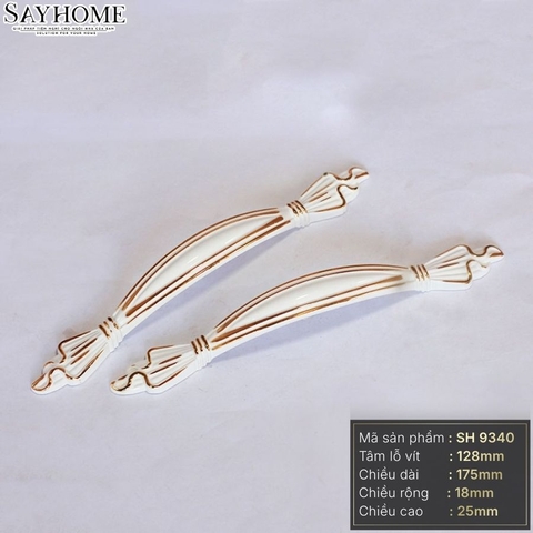 Tay nắm tủ cổ điển màu trắng ngọc trai SH9340