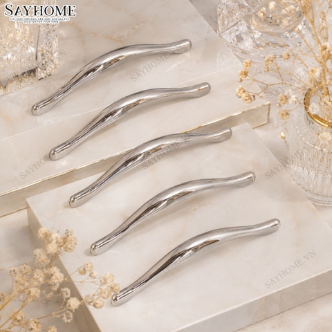 Tay nắm tủ hiện đại màu inox bóng SH9365