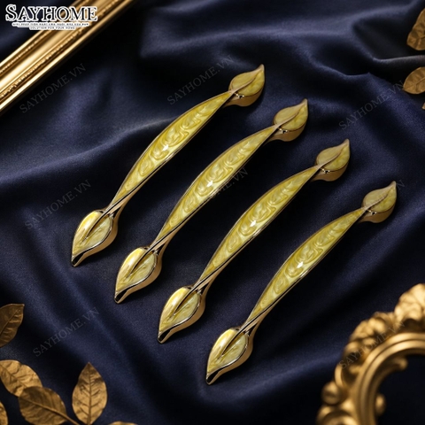 Tay nắm tủ tân cổ điển vintage màu vàng gold SH9368