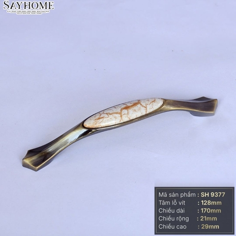 Tay nắm tủ tân cổ điển Vintage màu đồng mặt sứ SH9377