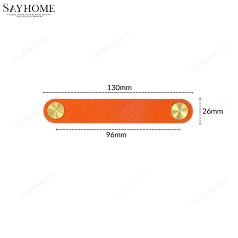 Tay nắm tủ hiện đại da bò nút đồng màu cam vàng SH9660