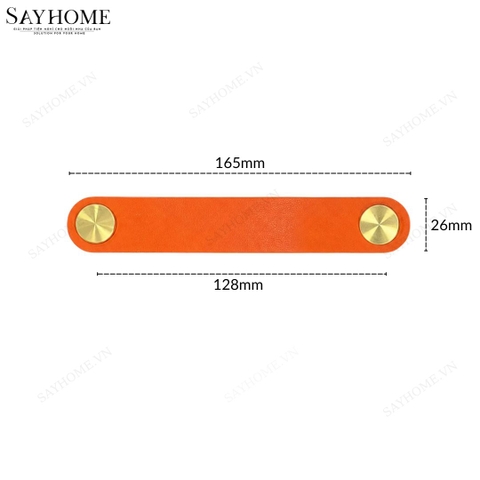 Tay nắm tủ hiện đại da bò nút đồng màu cam vàng SH9660