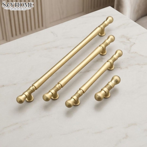 Tay nắm tủ tân cổ điển Vintage màu vàng gold SH9880