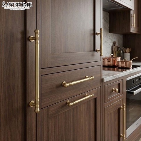 Tay nắm tủ tân cổ điển Vintage màu vàng gold SH9880