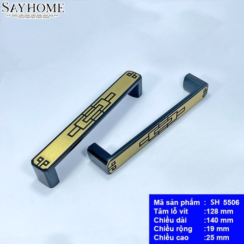 Tay nắm tủ tân cổ điển màu vàng đen SH5506
