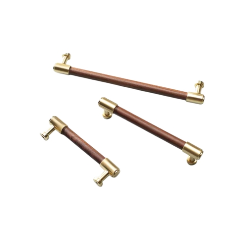 Tay nắm đũa tân cổ điển vintage màu vàng gold, gỗ óc chó SH9066