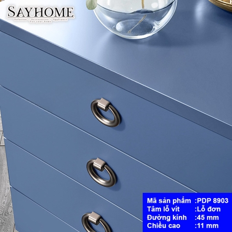Tay nắm tủ hiện đại khoen tròn xám PDP8903