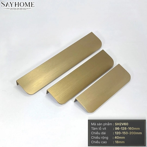 Tay nắm tủ hiện đại màu vàng gold SH2V60 tại thành phố Hồ Chí Minh