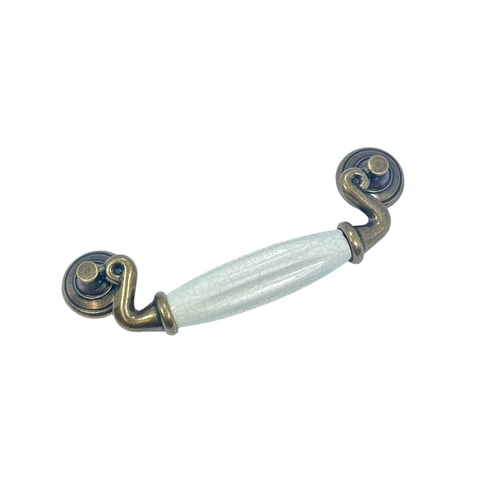 Tay nắm tủ tân cổ điển Vintage màu đồng mặt sứ trắng SH5744