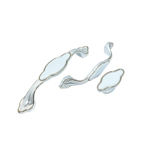 Tay nắm tủ tân cổ điển Vintage màu trắng vàng gold mặt sứ trắng SH5807