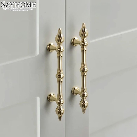 Tay nắm tủ tân cổ điển Vintage màu vàng gold SH8075
