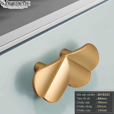 Tay nắm tủ tân cổ vintage bán nguyệt màu vàng gold SH9242