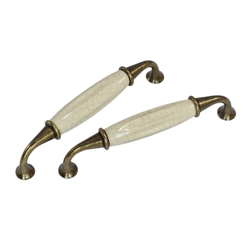 Tay nắm tủ tân cổ điển Vintage màu đồng mặt sứ trắng SH5538