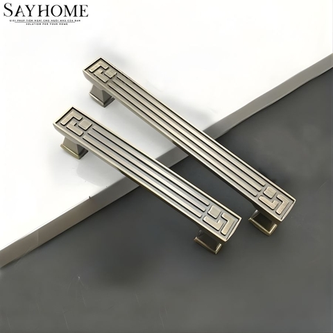 Tay nắm tủ tân cổ điển Vintage màu đồng SH8299