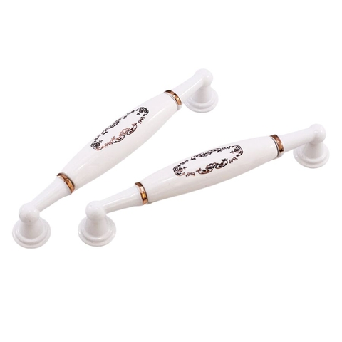 Tay nắm tủ tân cổ điển Vintage màu trắng ngọc trai mặt sứ trắng SH9345