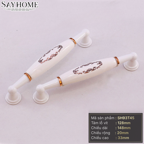 Tay nắm tủ tân cổ điển Vintage màu trắng ngọc trai mặt sứ trắng SH93T45 tại thành phố Hồ Chí Minh