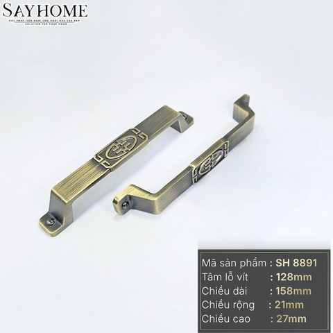 Tay nắm tủ tân cổ điển vintage màu vàng đồng SH8891