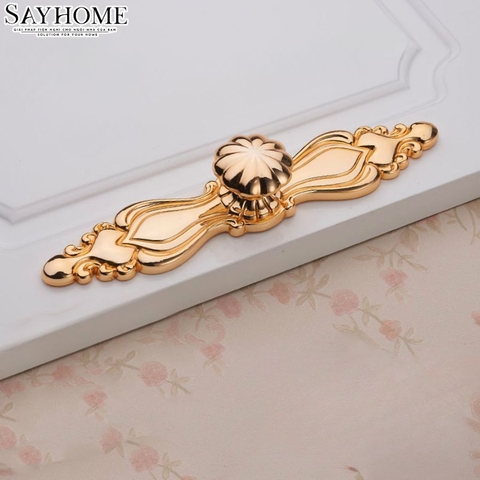 Tay nắm tủ tân cổ điển Vintage màu vàng gold 24k SH8853