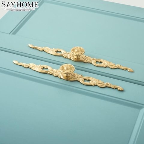 Tay nắm tủ tân cổ điển vintage màu vàng gold SH8297