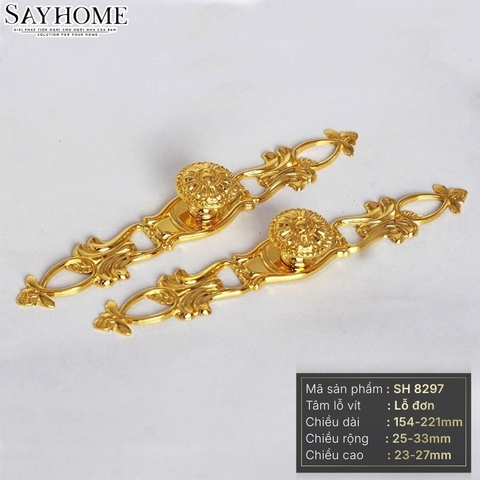Tay nắm tủ tân cổ điển vintage màu vàng gold SH8297