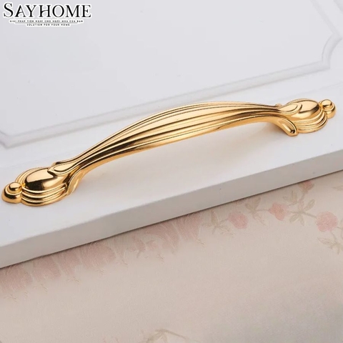 Tay nắm tủ tân cổ điển Vintage màu vàng gold SH8855