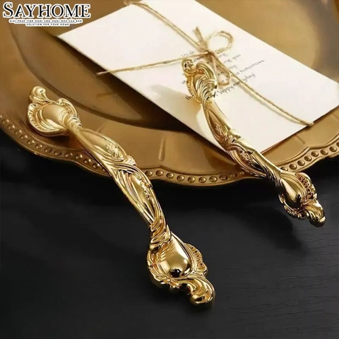 Tay nắm tủ tân cổ điển vintage màu vàng gold SH8858