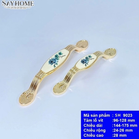 Tay nắm tủ tân cổ điển Vintage màu vàng trắng SH9023