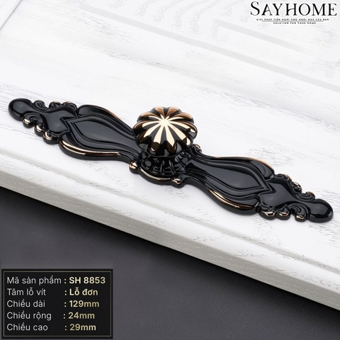 Tay nắm tủ tân cổ điển vintange màu đen vàng SH8853