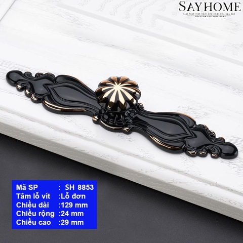Tay nắm tủ tân cổ điển vintange màu đen vàng SH8853