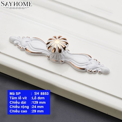 Tay nắm tủ tân cổ điển vintange màu trắng vàng SH8853