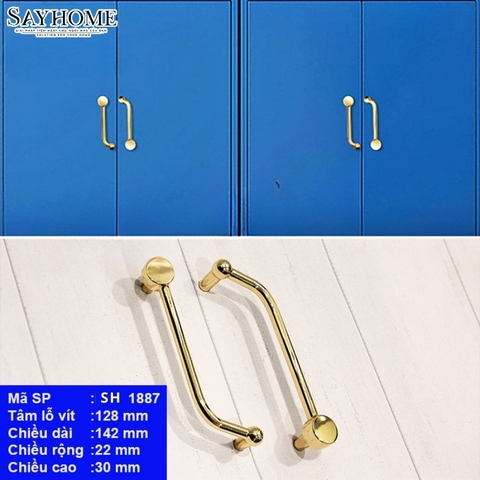 Tay nắm tủ hiện đại màu vàng gold 18k SH1887