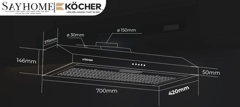 Máy hút mùi Kocher K-6070V - BH 3 năm