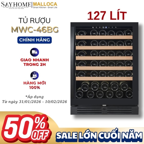 Tủ rượu MALLOCA MWC-46BG độc lập hoặc âm tủ 127L (46 chai) - Hàng chính hãng