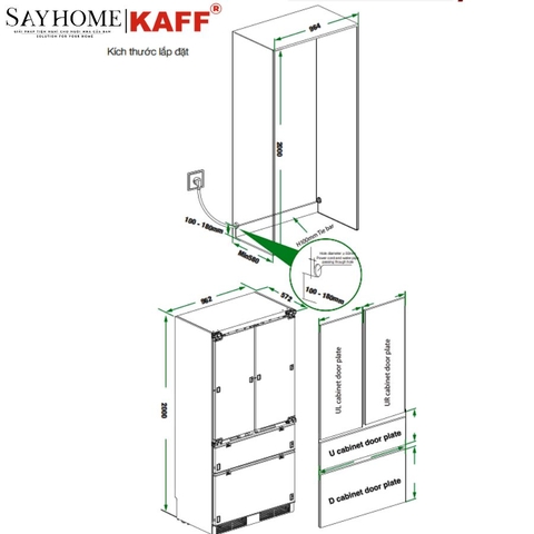 Tủ lạnh KAFF KF - BI546W LUXURY âm toàn phần 4 cánh 540 lít tại thành phố Hồ Chí Minh