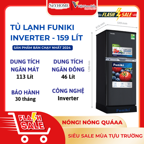 Tủ lạnh Funiki FRI-166ISU Inverter 160 Lít - Bảo hành 30 tháng