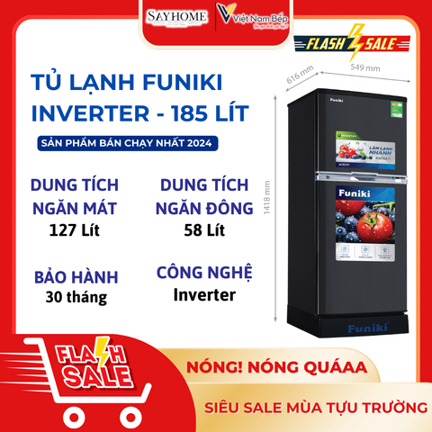 Tủ lạnh Funiki FRI-186ISU Inverter 185Lít - Bảo hành 30 tháng