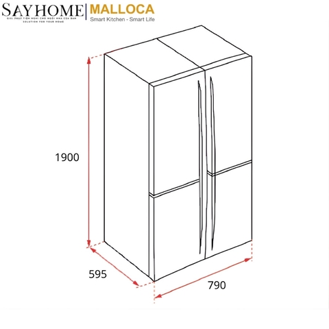Tủ lạnh MALLOCA MF428SBI Kitchen-Fit 4 cánh, dung tích 428L - Hàng chính hãng