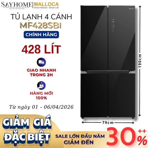 Tủ lạnh MALLOCA MF428SBI Kitchen-Fit 4 cánh, dung tích 428L - Hàng chính hãng