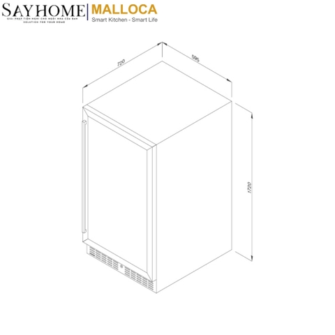 Tủ rượu MALLOCA MWC-180BG độc lập hoặc âm tủ 379L (154 chai) - Hàng chính hãng