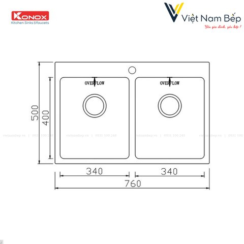 Chậu rửa bát Topmount Sink Unico 7650 - Chính hãng KONOX