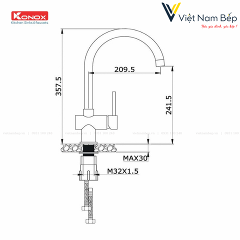 Vòi rửa bát KN1206 - Chính hãng KONOX