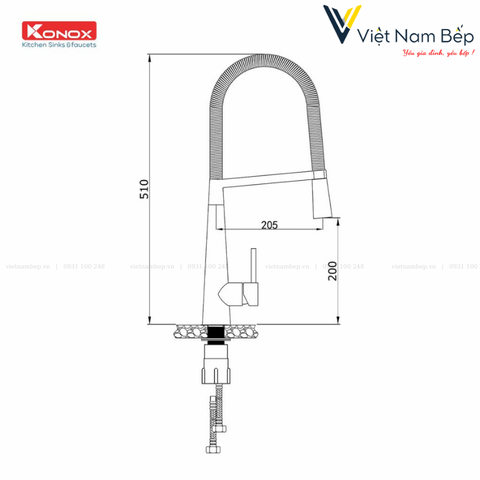 Vòi rửa bát thân mềm KN1909 - Chính hãng KONOX