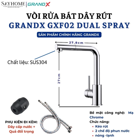 Vòi rửa chén GRANDX GXF02 DUAL SPRAY - Hàng chính hãng