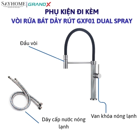 Vòi rửa chén GRANDX GXF01 DUAL SPRAY - Hàng chính hãng
