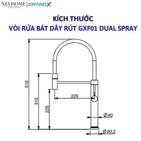 Vòi rửa chén GRANDX GXF01 DUAL SPRAY - Hàng chính hãng
