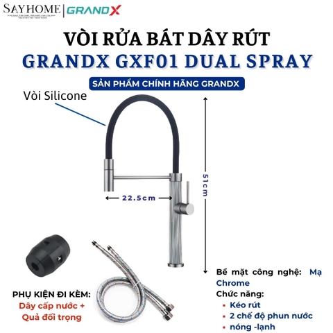 Vòi rửa chén GRANDX GXF01 DUAL SPRAY - Hàng chính hãng