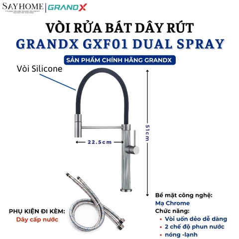 Vòi rửa chén GRANDX GXF01 DUAL SPRAY - Hàng chính hãng