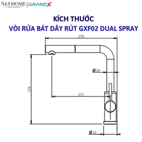 Vòi rửa chén GRANDX GXF02 DUAL SPRAY - Hàng chính hãng