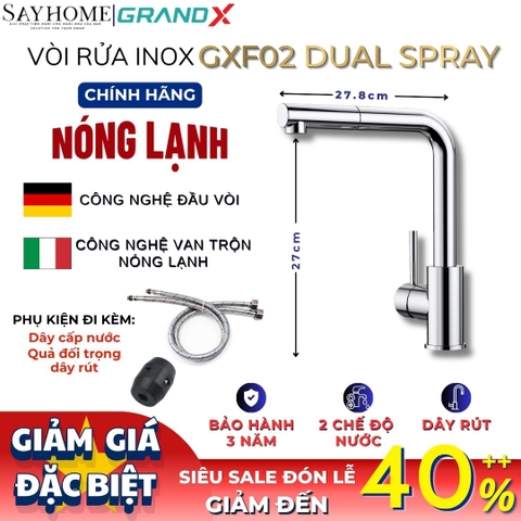 Vòi rửa chén GRANDX GXF02 DUAL SPRAY - Hàng chính hãng