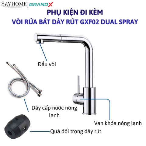 Vòi rửa chén GRANDX GXF02 DUAL SPRAY - Hàng chính hãng